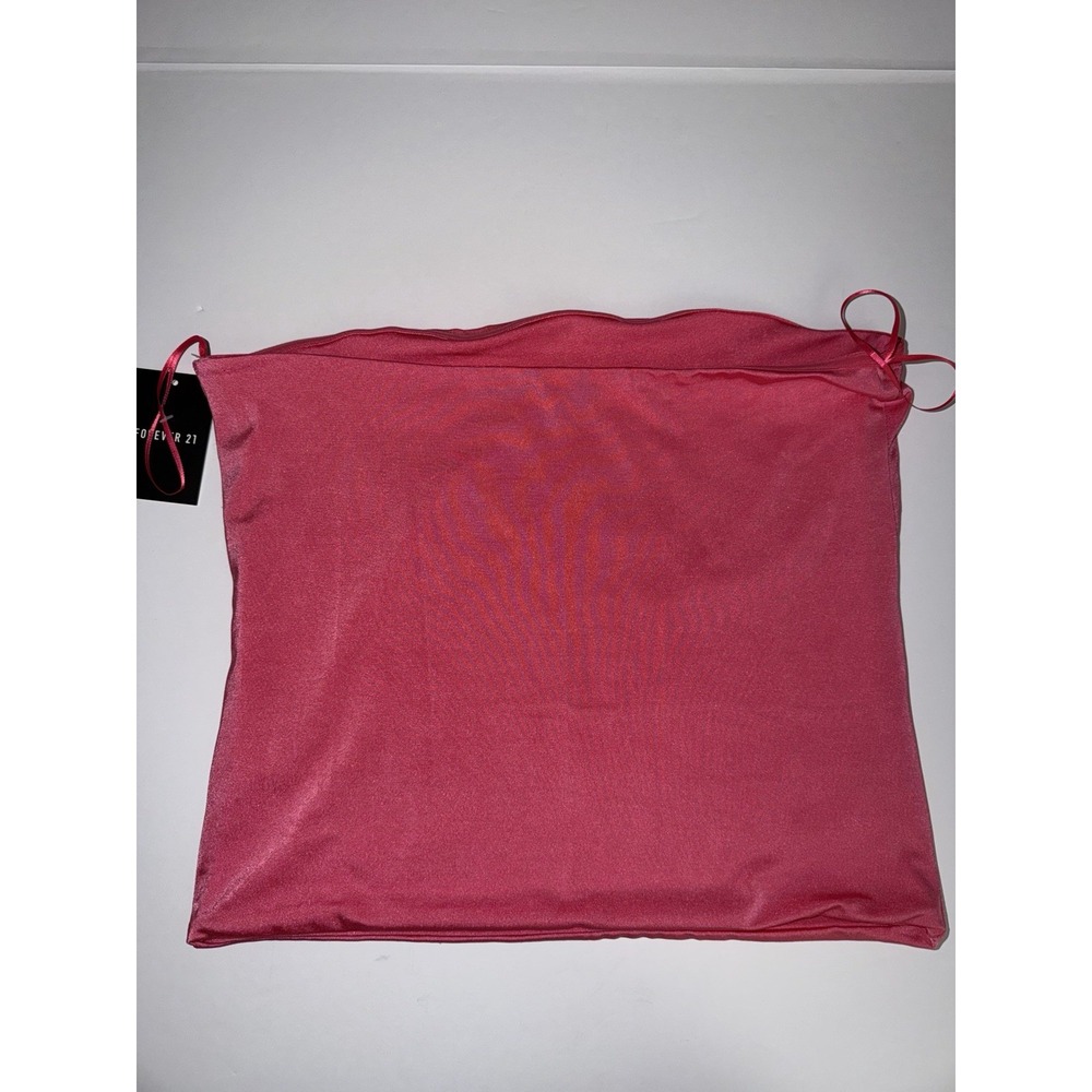 Forever 21 Women Large Pink Strapless Floral Beaded Sequin Top Lined Bright NWT - Picture 6 of 9